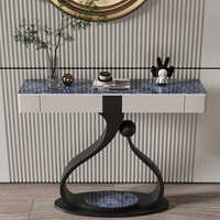 Table console d'angle légère et luxueuse en métal, haut de gamme, moderne et artistique, avec étagère de rangement pour salon