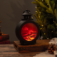 Lanterne à flamme LED 3D ambiante, design vintage rétro rectangulaire, veilleuse alimentée par piles AAA, taille moyenne, lampe de table style cheminée
