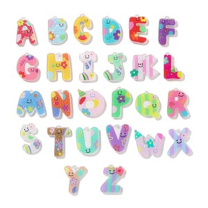 Colgantes de acrílico con letras inglesas impresas a color para joyería DIY, llavero, regalo unisex, 26 letras de la A a la Z - Product Image 5