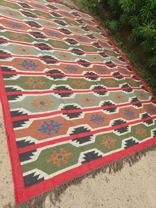 Tribal Southwestern Handmade Wool Jute Kilim <b>Runner</b> <b>Rug</b> Geometric Boho Farmhouse Carpet <b>for</b> Hallway Entryway Living Room Decor - Product Image 5
