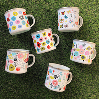 Mug en émail personnalisé avec logo, fabriqué en Chine, mignon, sublimé, sans BPA, 350 ml, pour thé et café, compatible lave-vaisselle et micro-ondes
