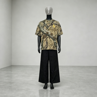 T-shirt court oversize camouflage personnalisé 100% coton, impression numérique, style rétro streetwear