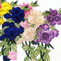 En Stock soluble dans l'eau collier fleur 3D multicouche couleur tridimensionnelle Rose broderie Style ethnique broderie décalcomanie