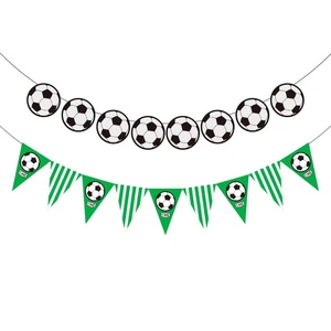 Décorations de fête d'<span class=keywords><strong>anniversaire</strong></span> sur le thème du football moderne, bannières de drapeaux de basketball, baseball, <span class=keywords><strong>rugby</strong></span>, arrangement de scène en papier, vente chaude - Product Image 6