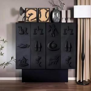 Credenza Alta in Stile Retrò Italiano Minimalista, Mobile per Sala da Pranzo in Stile Wabi-Sabi Cinese, Credenza di Lusso per Ingresso Villa e Vetrina per Vini - Product Image 2