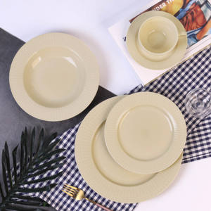 Set Peralatan Makan Berpinggiran Berhias Manik-Manik, Lapisan Krim Lembut, Piring & Mangkuk <span class=keywords><strong>Bone</strong></span> <span class=keywords><strong>China</strong></span> Modern, Peralatan Makan Netral Hangat Lembut - Product Image 5