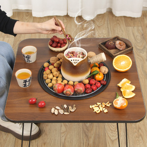 Moderno Premium della fabbrica cinese Barbecue a carbone pieghevole tavolo quadrato in legno con camino in ferro - Product Image 1