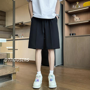 Pantalones Cortos de Traje Finos de Verano para <span class=keywords><strong>Hombre</strong></span>, Pantalones de Pierna Recta <span class=keywords><strong>a</strong></span> Media Pierna, Pantalones Casuales Holgados y Modernos de Cinco Puntos - Product Image 2