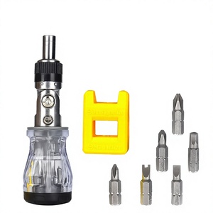 Cross <b>Screwdriver</b> Set 180 Degree Rotating Head Ratcheting Multi Angle DIY Tool Chrome Finish Plastic Handle - Product Image 5