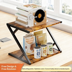 Étagère de bureau en bois de fer en forme de X double, transfrontalière, pour rangement de tasses à eau et de services à thé, petite penderie de bureau domestique - Product Image 2