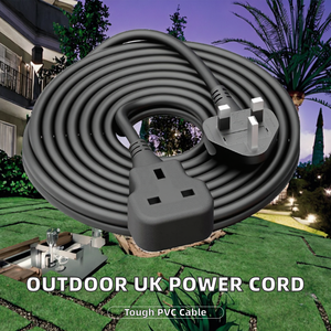 Cable de Extensión para Exteriores Estándar Británico IEC, Enchufe de 3 Pines del Reino Unido a Tomacorriente, Cable de Alimentación de 1.22m IP11 para Uso en Jardín - Product Image 2