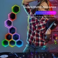 Luz Ambiental Iridiscente para Juegos, Activada por Sonido, Alimentada por USB, con Lente Acrílica de Panal, Estilo Abismo, Sincronización Musical, Ambiente Rítmico