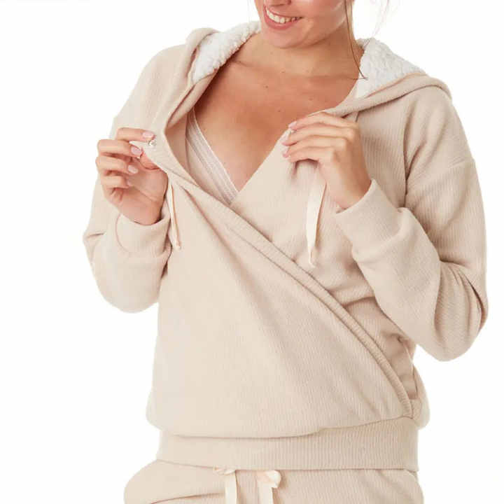 Winter Warm Cotton Polar Fleece Maternity Women Hoodies Breastfeeding ...