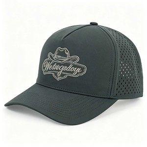 Wholesale Custom Embroidery Logo Laser Cut Perforated Golf Hat <b>Waterproof</b> Quick Dry 5 Panel Baseball <b>Cap</b> - Product Image 1