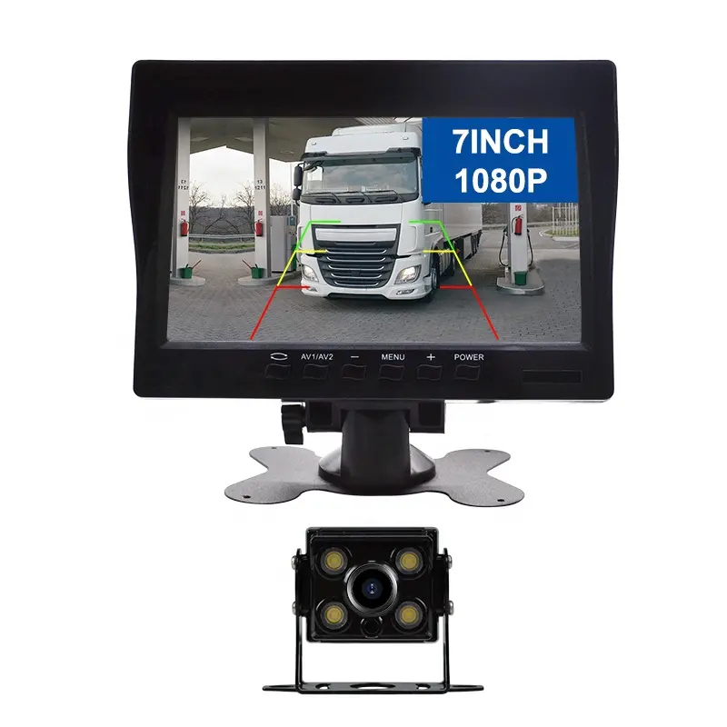 Monitor ips de 7 polegadas 1 canal, 1024*600 visão noturna ir 1080p caminhão, ônibus, câmera traseira, sistema para veículo