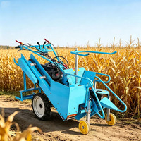 Moissonneuse de maïs mini à une rangée avec ensacheuse automatique, pour travaux sur des cimies de vergers étroites, hauteur de coupe réglable