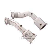 Downpipe Knalpot OEM High Flow 200CELL untuk Porsche Cayenne 957 Turbo 4.8T V8 2006-2010, Upgrade Performa Dumppipe