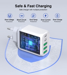 Cargador de Pared USB C de 50W y 5 Puertos HNT Factory, Adaptador de Carga Rápida PD+QC Multipuerto con OTP/OPV para <span class=keywords><strong>iPhone</strong></span> - Product Image 6