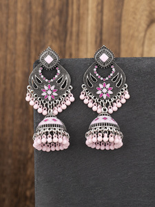 Vintage indien Jhumka bijoux gland cloches boucles d'oreilles femmes alliage perlé gland longues boucles d'oreilles (KER819) - Product Image 5