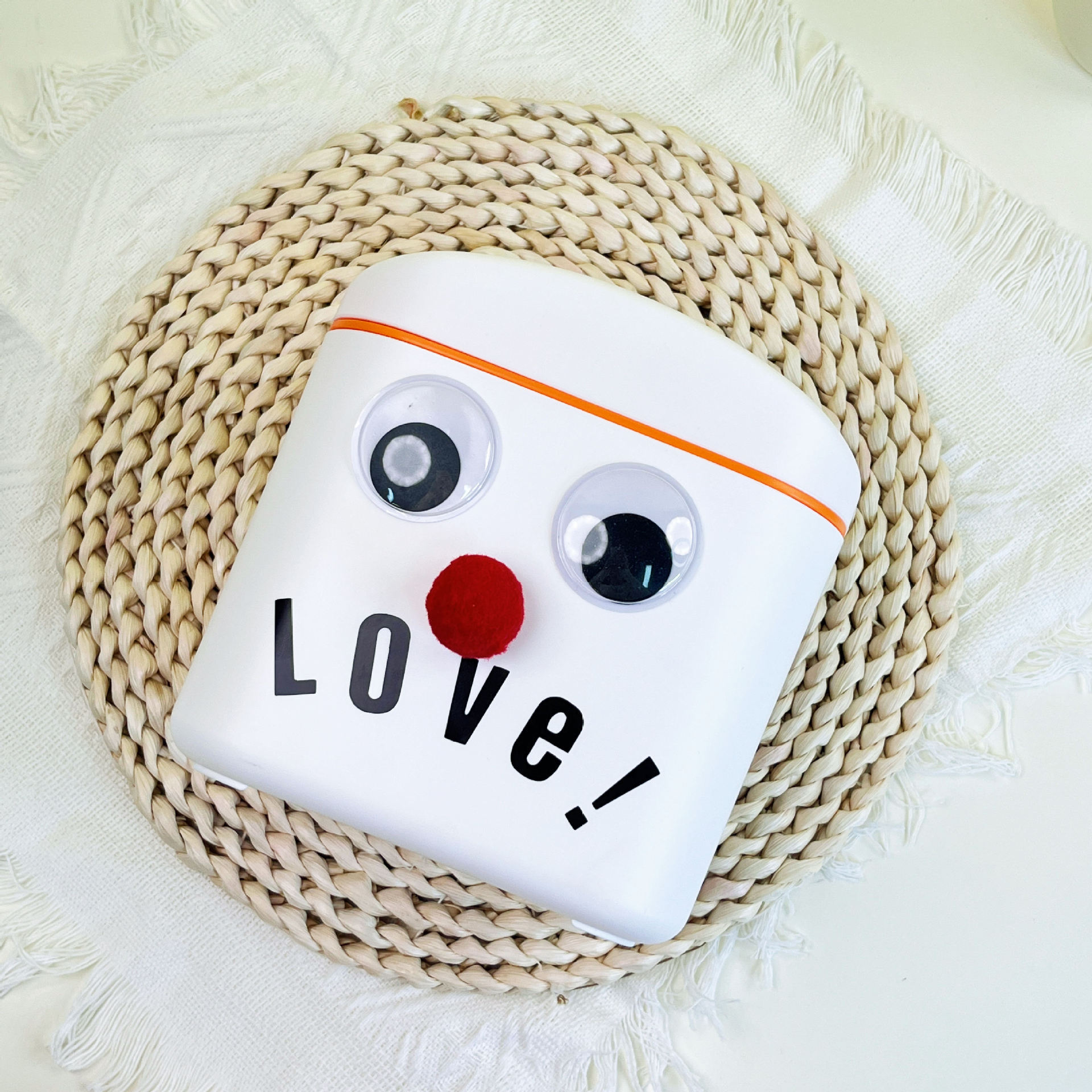 Autocollants Lettres Nez Yeux Orange Blanc