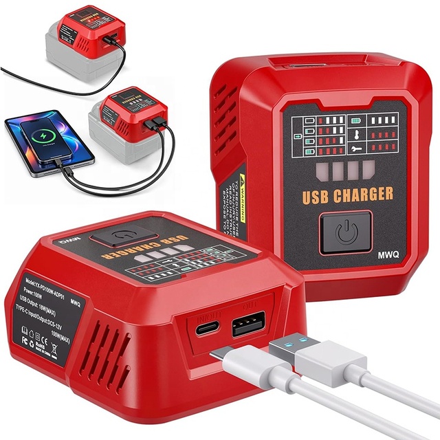 100W USB C Battery Charger Compatible with Milwaukees M-18 18V Battery, Power Adapter Fast Charging Hub for Phones Tablets