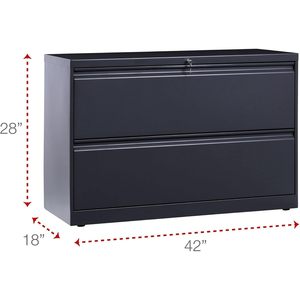 Archivador Lateral Metálico Alera de 42 x 18.63 x 28 Pulgadas con 2 Cajones para Documentos Tamaño Legal/Carta, Color Carbón - Product Image 2