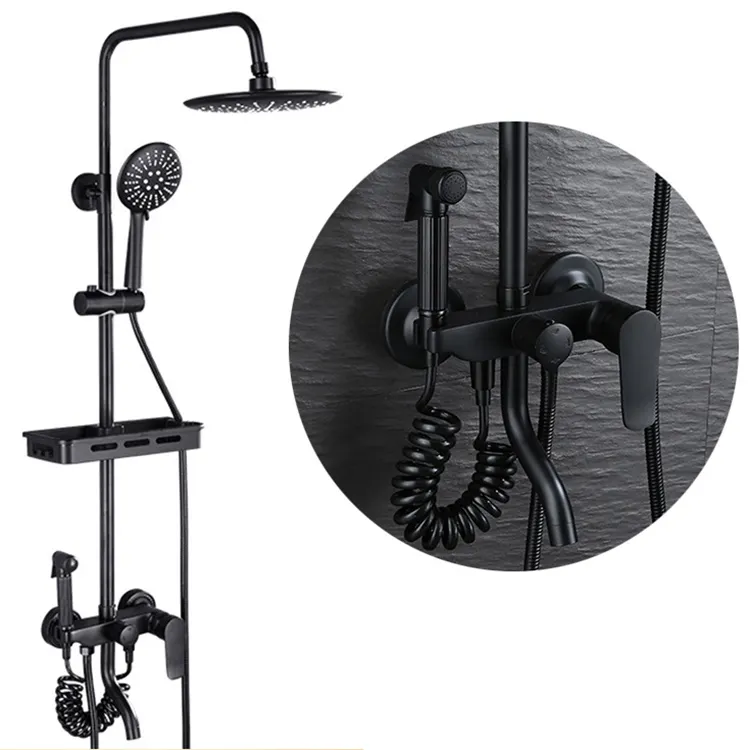 Sanitary ware bathroom wall mount faucet hot rain shower set square brass shower faucet shower mixer