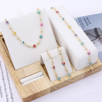 CM Conjuntos de Joyería de Ojo Turco Chapados en Oro de 14K, Pulsera, Pendientes y Collar para Mujer