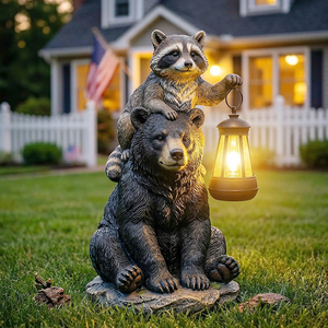 Estatua de Perro y Gato con Lámpara Solar para Decoración de Jardín, Adorno para Exteriores, Factor BSCI - Product Image 2