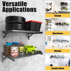 Étagères murales de garage robustes, étagères de rangement murales, capacité de 800 livres, lot de 2, noir - Product Image 5