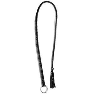 Látigo de cuero negro con anillo de hierro, recto, para juegos de coqueteo, juguetes sexuales BDSM para adultos, para atar el bigote, para pellizcar, equipo de bondage - Product Image 4