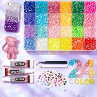 Kit Rhinestone Jelly AB Flatback 3mm, SS6 SS10 SS16 Rhinestone Berkilau untuk Dekorasi DIY Casing Ponsel, Pakaian & Pakaian Tari
