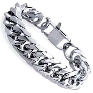 2023 Mens Hip Hop Heavy Cuban 316L bracciale a catena per gioielli in acciaio inossidabile braccialetti con dichiarazione in acciaio al titanio
