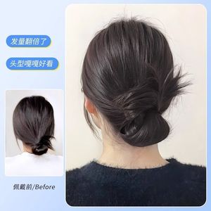 Self-Tied Bun Hair <b>Tie</b> For Women High Temperature Wire Material Natural Look Updo Ponytail Style Any Face Shape - Product Image 1