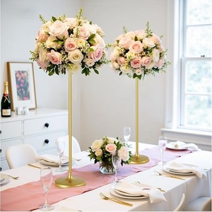 Support floral de <span class=keywords><strong>mariage</strong></span> moderne en métal avec vase doré sur pied pour événements festifs - Product Image 2