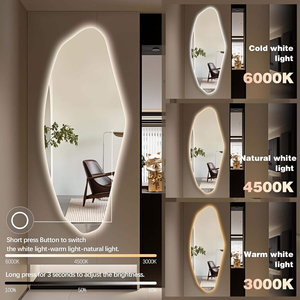 Miroir de salle de bain LED pleine longueur, mural, moderne, sans cadre, avec interrupteur tactile et fonction anti-buée, personnalisable pour salon - Product Image 3