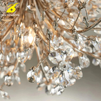 Lustre semi-encastré en cristal doré antique pour chambre à coucher et entrée de style français, lustre vintage