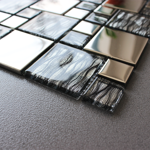 Phong Cách Mới Sang Trọng Trang Trí Cạnh Thẳng Gradient Hỗn Hợp Màu Bạc Xám Đen Khảm Thủy Tinh Cho Tường - Product Image 6