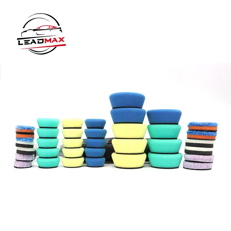 LEADMAX Mini kits de almohadillas de pulido/juego para detalles de automóviles Juego de detalles de pulido de Cuidado de Automóviles Almohadilla de esponja de espuma Herramienta Almohadilla de acabado de corte