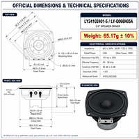 Haut-parleur carré large bande de 2,5 pouces, 8Ω 10W, cône en papier incurvé + suspension en caoutchouc, double aimant néodyme pour Bluetooth