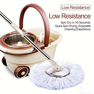 Ensemble serpillière rotative et seau 15L avec poignée télescopique en acier inoxydable, roues grandes et pivotantes à 180°, microfibre à séchage rapide et manche télescopique portable - Product Image 2