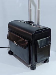 Diseño de palanca de bloqueo de estuche de equipaje de cuero genuino de moda retro-maleta atractiva para viajes o negocios llamando la atención - Product Image 2