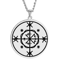 Collier Pendentif en Acier Inoxydable Gravé au Laser, Symbole Magique Vodou Veve Voodoo Kalfou Kafou Kalfu, Art, Cadeau Mignon, Cosplay
