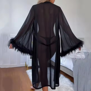 All'ingrosso <span class=keywords><strong>comodi</strong></span> <span class=keywords><strong>vestiti</strong></span> Sexy dell'accappatoio delle donne pigiama a maniche lunghe camicie da notte - Product Image 3