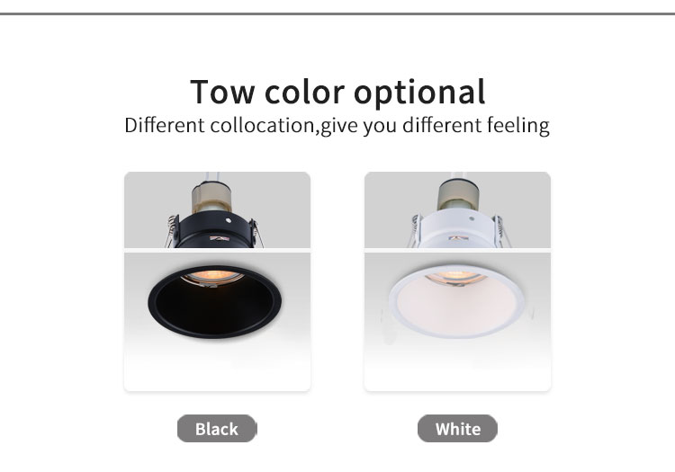 82mm Recessed 5w 6w 7w LED Down Lighting Fixtures White / Black