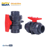 Vanne à boisseau sphérique double union en UPVC BSX DN20-DN110 (1/2"-4") PN16 Norme DIN, Vanne industrielle en PVC, Prix de gros usine