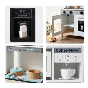 2024 New White or Yellow Big Kitchen Child Simulation Cooking Pretend Play Wooden Kitchen <strong>Toys</strong> with <strong>Coffee</strong> <strong>Machine</strong> for Kids - Product Image 3