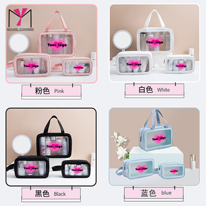 Sac cosmétique transparent portable MUYANG en gros, tailles L, M, S, avec impression de logo personnalisé, en polyéthylène - Product Image 6