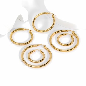 Pendientes de Aro de Oro de 18k y Acero Inoxidable, Circulares Exagerados, Joyería de Fiesta para Mujer - Product Image 3