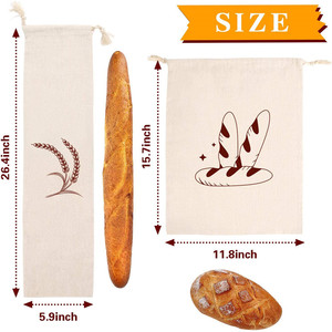Экологичная хлопковая сумка-мешок Long Bakery из органического льняного холста с завязками для упаковки тостового хлеба - Product Image 2
